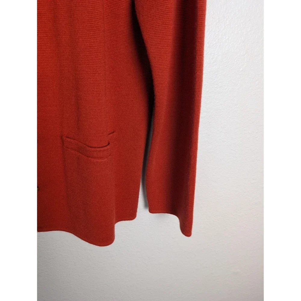 Talbots‎ Cardigan Womens 1X Orange Collarless Crew Neck Pockets Lightweight